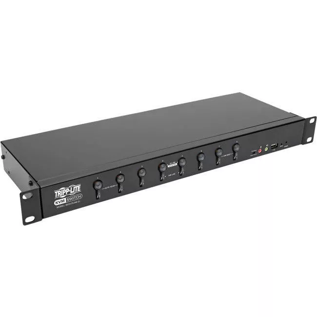 Tripp Lite B024-DUA8-SL 8-Port DVI/USB KVM Switch with Audio and USB 2.0 Peripheral Sharing 1U Rack-Mount Single-Link 1920 x 1200 (1080p)