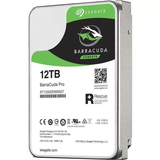 Seagate ST12000DM0007 BarraCuda Hard Drive - 12 TB - 256 MB - 3.5 - SATA - 7200