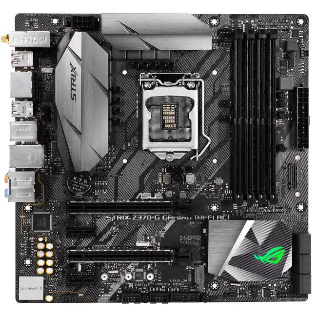 ASUS STRIX Z370-G GAMING (WI-FI AC) Desktop Motherboard - 1x Socket H4 LGA-1151 - Intel Z370 - 4x DDR4 - RAID - 2x M.2 - 2x PCIe x16 - Wi-Fi - Micro ATX