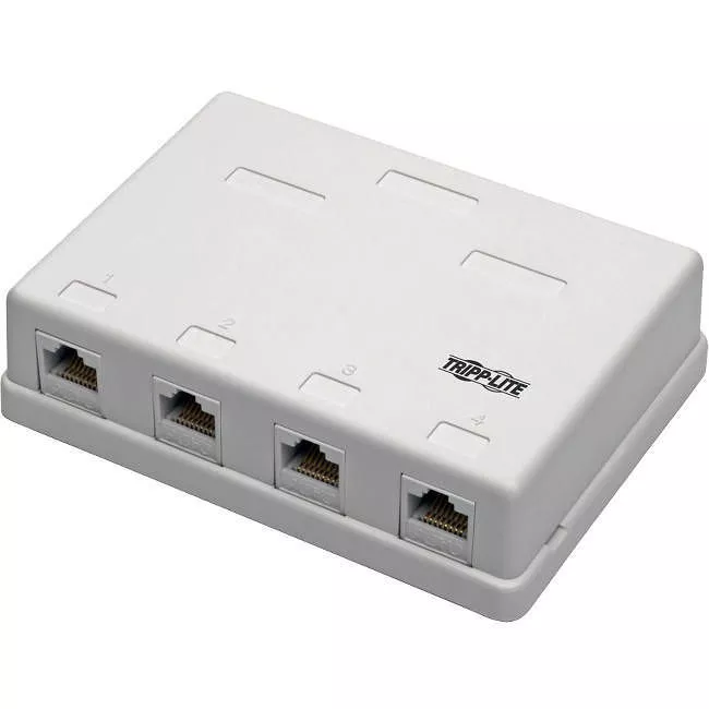 Tripp Lite N236-004-WH Pre-Configured Unshielded Cat6 4-Port Surface-Mount Box 110 IDC RJ45 White