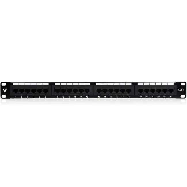V7 NPP1U24-1N 24 Port Cat6 Patch Panel 1U
