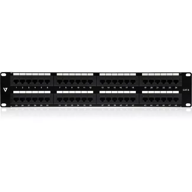 V7 NPP2U48-1N 48 Port Cat6 Patch Panel 2U