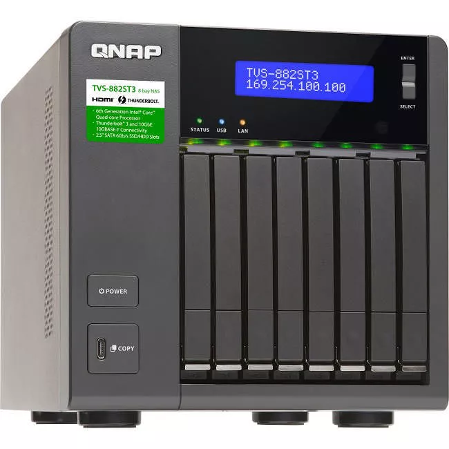 QNAP TVS-882ST3-I5-8G-US 8-bay 2.5-inch Thunderbolt 3 NAS with 10GbE Connectivity