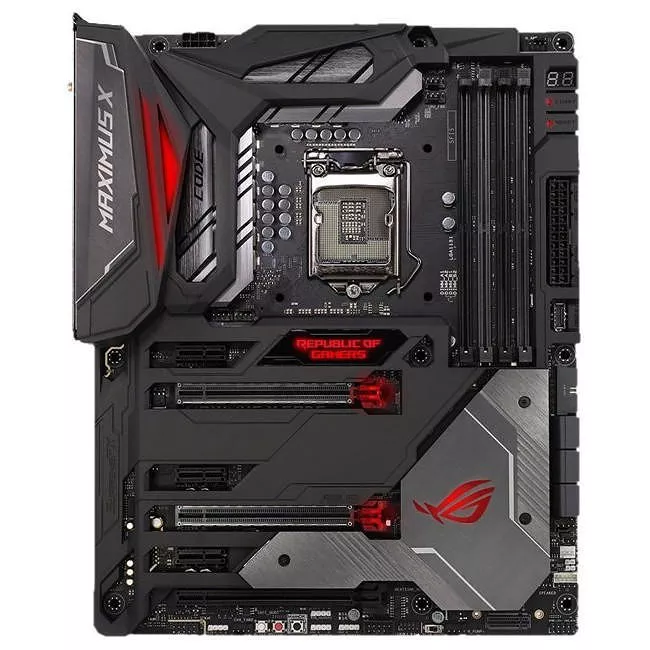 ASUS ROG MAXIMUS X CODE Desktop Motherboard - 1x Socket H4 LGA-1151 - Intel Z370 - 4x DDR4 - RAID - 2x M.2 - 3x PCIe x16 - Wi-Fi - ATX