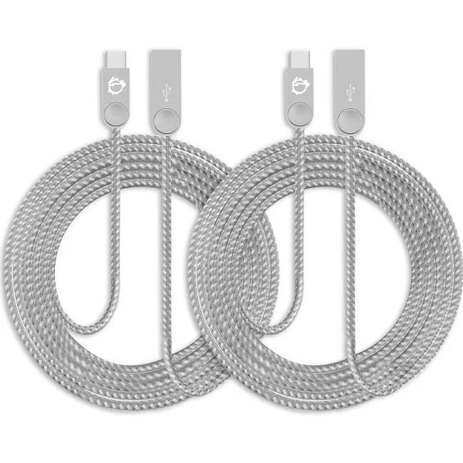 SIIG CB-US0N11-S1 Zinc Alloy USB-C to USB-A Charging & Sync Braided Cable - 6.6ft, 2-Pack
