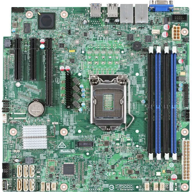 Intel DBS1200SPSR Server Motherboard - 1x Intel C232 - 4x DDR4 - RAID - Micro ATX