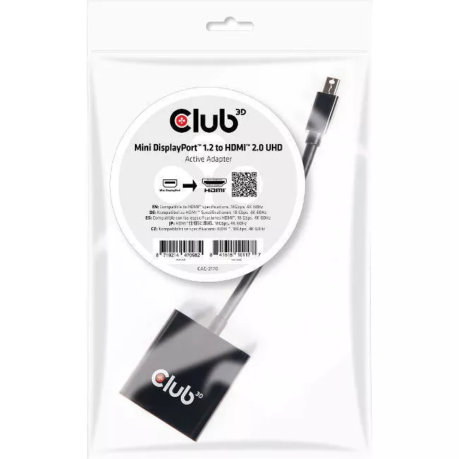 Club 3D CAC-2170 Mini DisplayPort 1.2 to HDMI 2.0 UHD Active Adapter