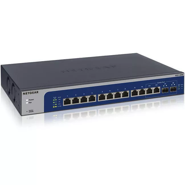 NETGEAR XS512EM-100NAS 12-Port 10-Gigabit/Multi-Gigabit Ethernet Smart Managed Plus Switch XS512EM
