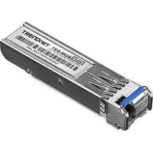 TRENDnet TEG-MGBS20D3 SFP to RJ45 Dual Wavelength Single-Mode LC Module; ; Must Pair w/ TEG-MGBS20D5 or a Compatible Module; Up to 20 km (12.4 miles); Bi-Directional (WDM) SFP; Lifetime Protection