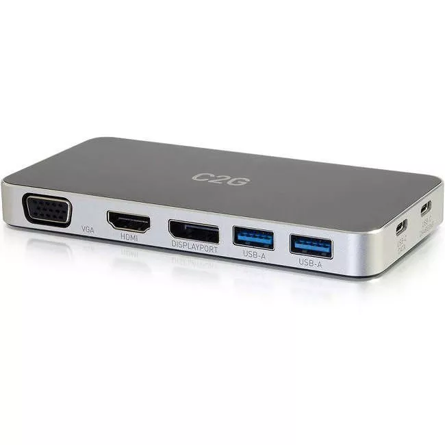 C2G 28844 USB C Dock with HDMI, DisplayPort, VGA & Power Delivery up to 60W