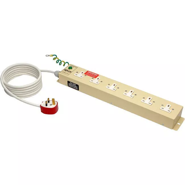 Tripp Lite PS610HGUK 3m Medical-Grade Power Strip - 6 UK Outlets - Antimicrobial - UK BS-1363