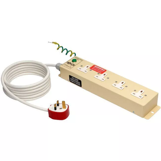 Tripp Lite PS410HGUK Safe-IT UK BS-1363 Medical-Grade Power Strip with 4 UK Outlets, 3 m Cord