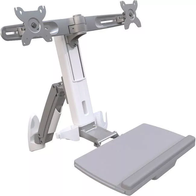 StarTech WALLSTS2 Wall Mounted Sit Stand Desk - For Dual Monitors up to 24in - Height Adjustable