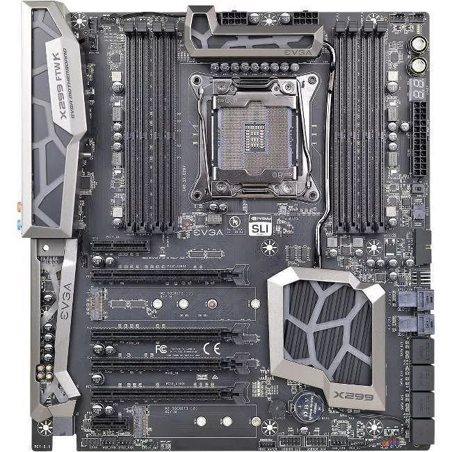 EVGA 142-SX-E297-KR Desktop Motherboard - 1x Socket R4 LGA-2066 - Intel X299 - 8x DDR4 - RAID - 3x M.2 - 4x PCIe x16 - EATX
