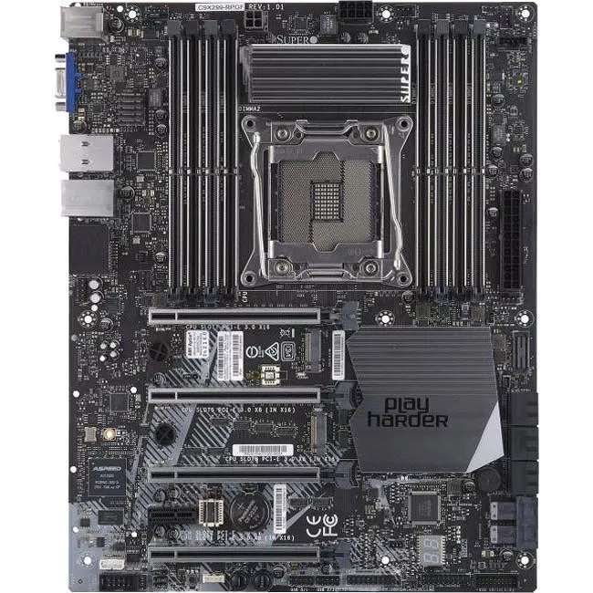 Supermicro MBD-C9X299-RPGF-B Desktop Motherboard - 1x Socket R4 LGA-2066 - Intel X299 - 8x DDR4 - RAID - 2x M.2 - 4x PCIe x16 - ATX