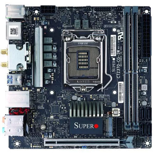 Supermicro MBD-C7Z370-CG-IW-O Desktop Motherboard - 1x Socket H4 LGA-1151 - Intel Z370 - 2x DDR4 - RAID - 2x M.2 - 1x PCIe x16 - Wi-Fi - Mini ITX