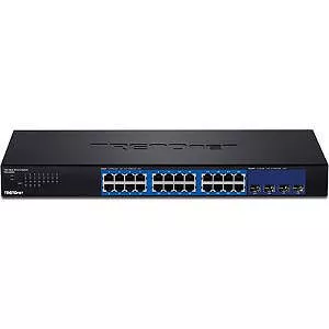 TRENDnet TEG-30284 28-Port Web Smart Switch, 24 x Gigabit Ports, 4 x 10G SFP+ Slots, High Speed Network Uplinks, 128 Gbps Switching Capacity, Network Ethernet Switch, 1U Rack Mountable, Black,
