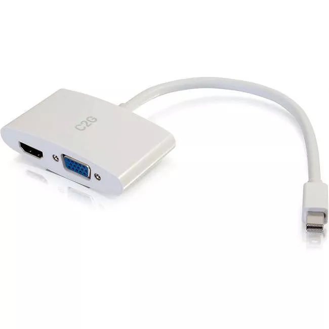 C2G 28272 8in Mini DisplayPort to 4K HDMI or VGA Adapter - White