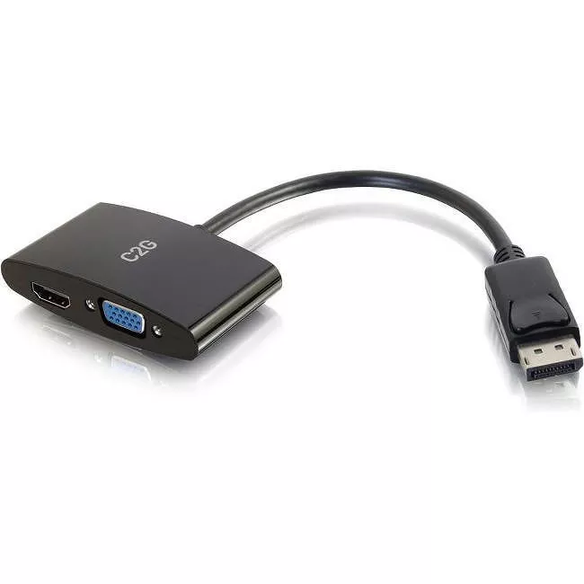 C2G 28273 8in Black DisplayPort to 4K HDMI or VGA Adapter