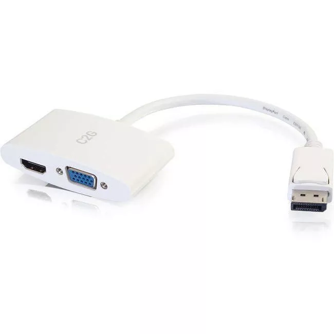 C2G 28274 8in DisplayPort Male to HDMI or VGA Female Adapter Converter - White