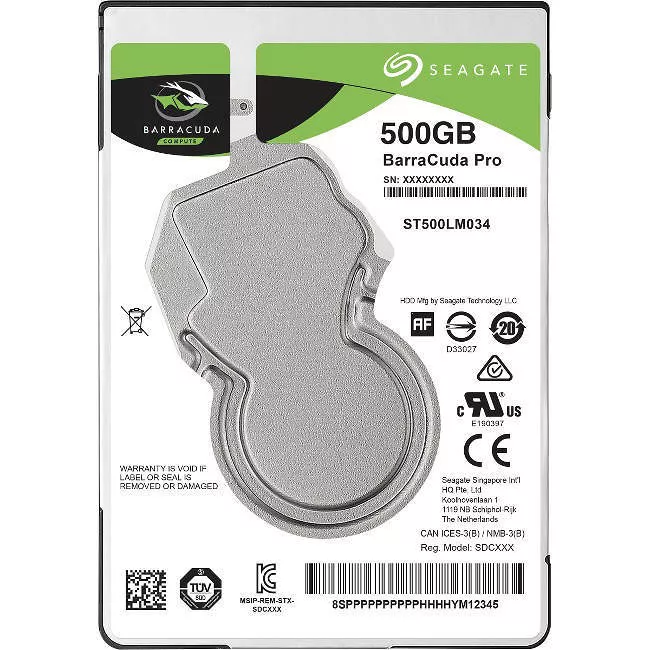 Seagate ST500LM034 BarraCuda Hard Drive - 500 GB - 128 MB - SATA - 7200