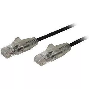 StarTech N6PAT1BKS 1 ft Cable - Slim CAT6 Patch Cord - Black- Snagless RJ45