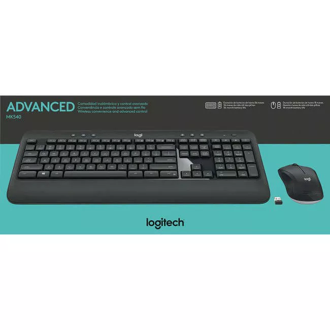 Logitech 920-008671 MK540 Advanced Wireless Keyboard and Mouse Combo for Windows, 2.4 GHz Unifying USB-Receiver, Multimedia Hotkeys, 3-Year Battery Life, for PC, Laptop