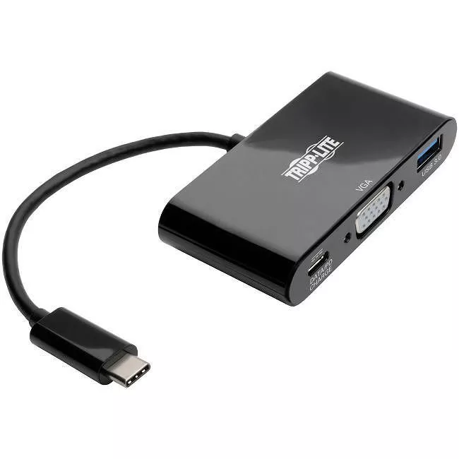 Tripp Lite U444-06N-VUB-C USB C to VGA Multiport Adapter Converter w/ USB Hub PD Charging 1080p Blk