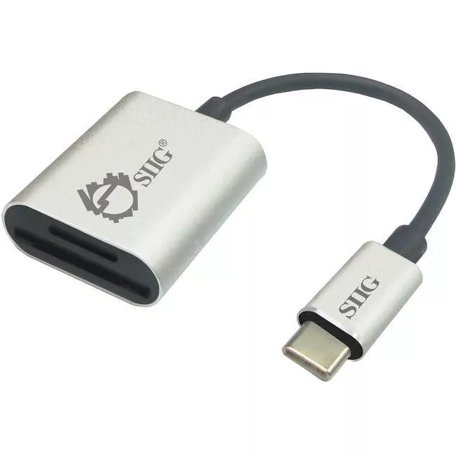 SIIG JU-MR0F12-S1 USB-C 2-in-1 Card Reader for SD & Micro SD - Silver