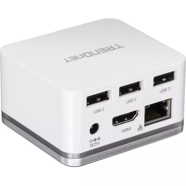 TRENDnet TUC-DS1 USB-C HD 4K Docking Station Cube, Supports 3840 x 2160 Resolution At 30Hz, 1 x USB 3.0 Port, 2 x USB 2.0 Ports, Supports Windows 10 and Mac Operation Systems, White,