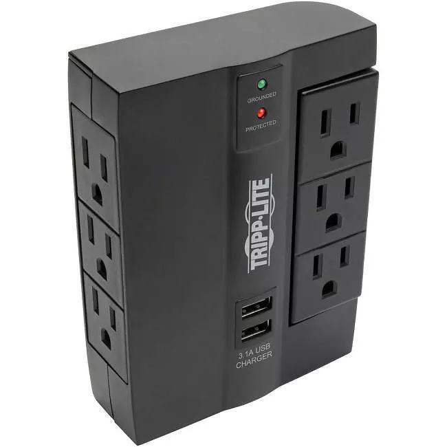 Tripp Lite SWIVEL6USB Surge Protector Direct Plug-In 6 Outlet (3 Rotatable), 2 USB Charging Ports