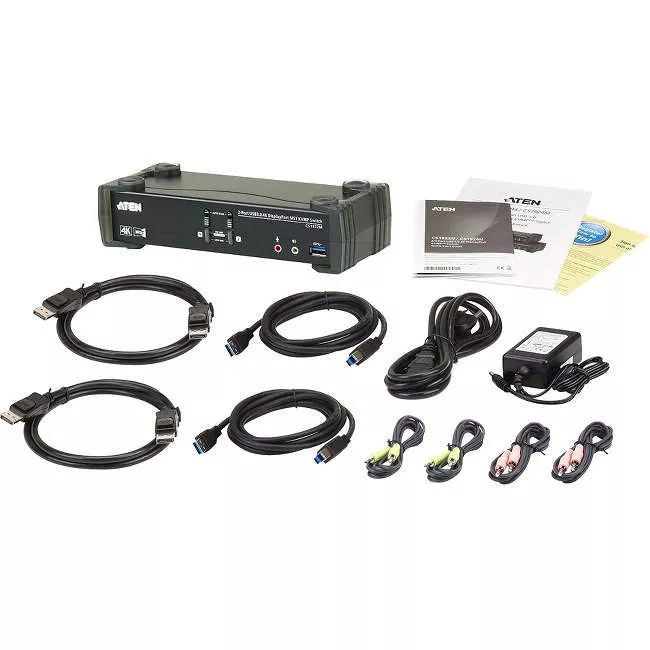 ATEN CS1922M 2-Port USB 3.0 4K DisplayPort MST KVMP Switch (Cables Included)-TAA Compliant