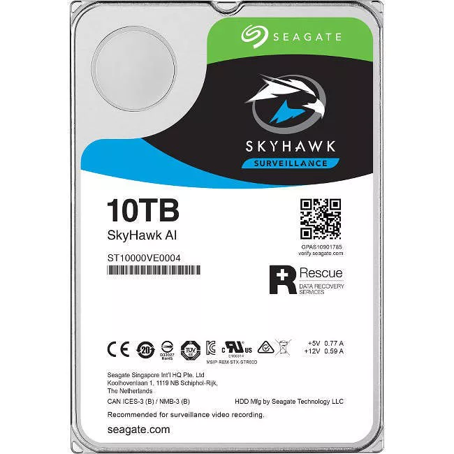Seagate ST10000VE0004 SkyHawk Hard Drive - 10 TB - 256 MB - 3.5 - SATA