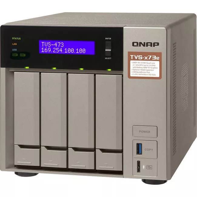 QNAP TVS-473E-8G-US NAS with AMD RX-421BD Quad-Core APU and PCIe Expandability