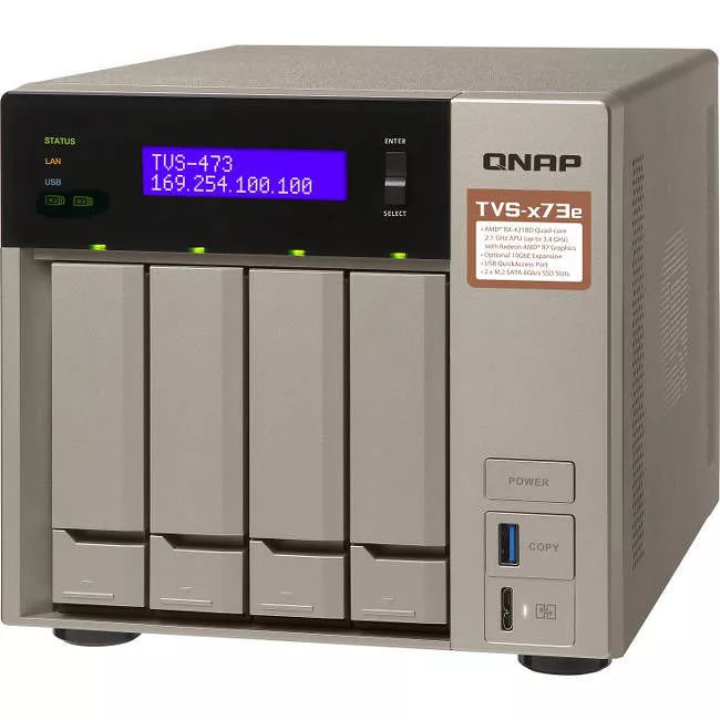 QNAP TVS-473E-4G-US NAS with AMD RX-421BD Quad-Core APU and PCIe Expandability