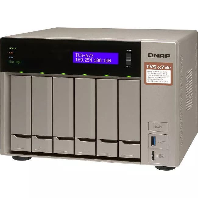 QNAP TVS-673E-4G-US NAS with AMD RX-421BD Quad-Core APU and PCIe Expandability