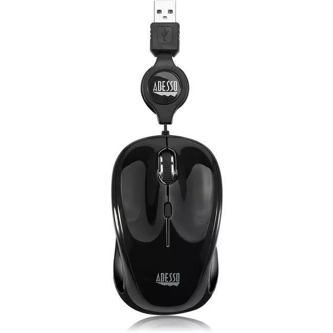 Adesso IMOUSE S8B USB Illuminated Retractable Mini Mouse - Black