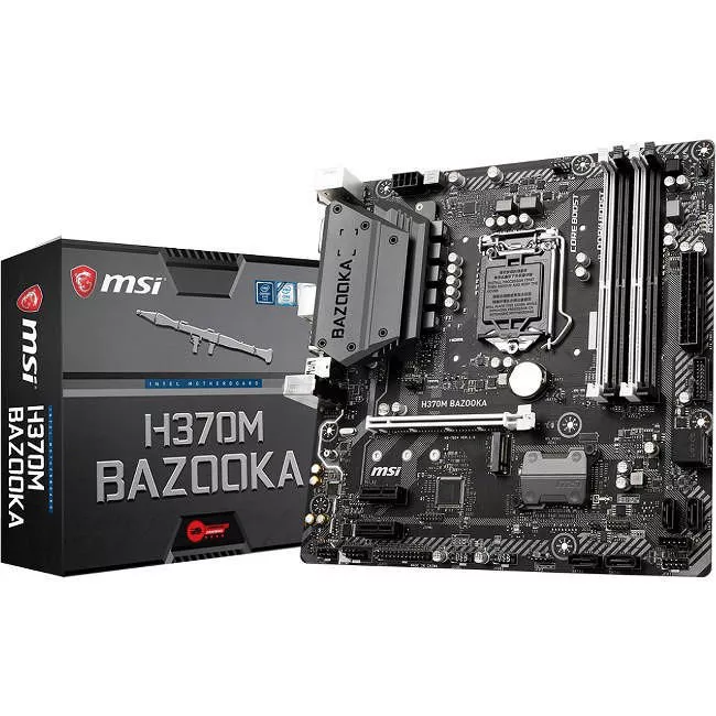 MSI H370MBAZKA Desktop Motherboard - 1x Socket H4 LGA-1151 - Intel H370 - 4x DDR4 - RAID - 1x M.2 - 1x PCIe x16 - Micro ATX