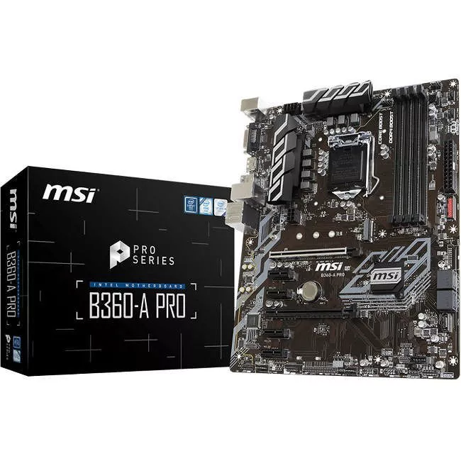 MSI B360APRO Desktop Motherboard - 1x Socket H4 LGA-1151 - Intel B360 - 4x DDR4 - 1x M.2 - 2x PCIe x16 - ATX