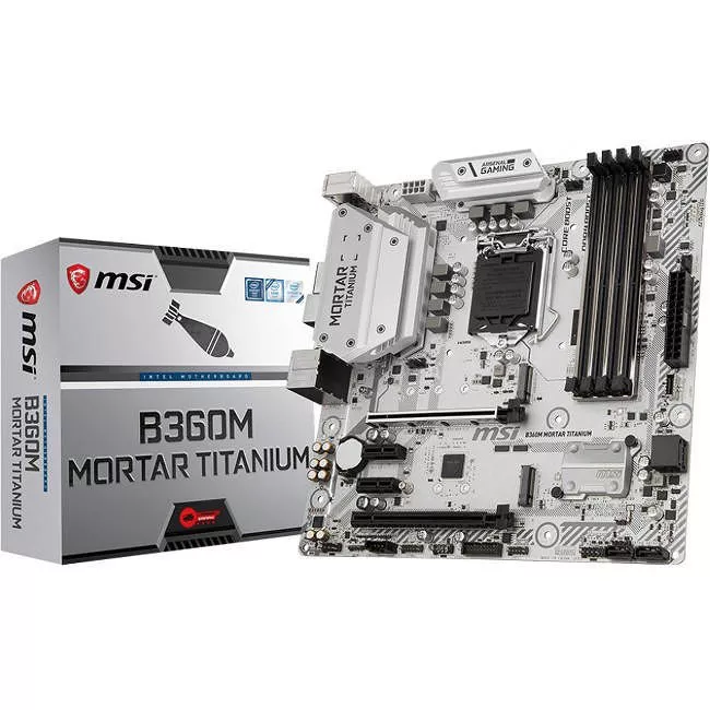 MSI B360MMORTI Desktop Motherboard - 1x Socket H4 LGA-1151 - Intel B360 - 4x DDR4 - 2x M.2 - 2x PCIe x16 - Micro ATX