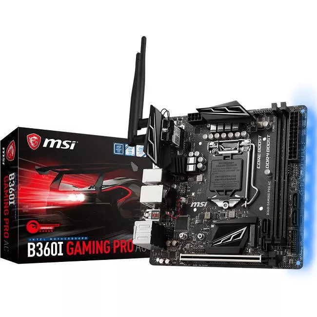 MSI B360IGPROAC Desktop Motherboard - 1x Socket H4 LGA-1151 - Intel B360 - 2x DDR4 - 3x M.2 - 1x PCIe x16 - Wi-Fi - Mini ITX