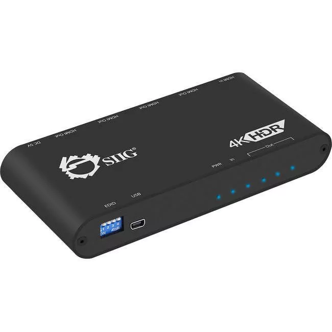 SIIG CE-H22Y11-S1 1x4 HDMI 2.0 Splitter / Distribution Amplifier - Auto Video Scaling - 4K 60Hz HDR