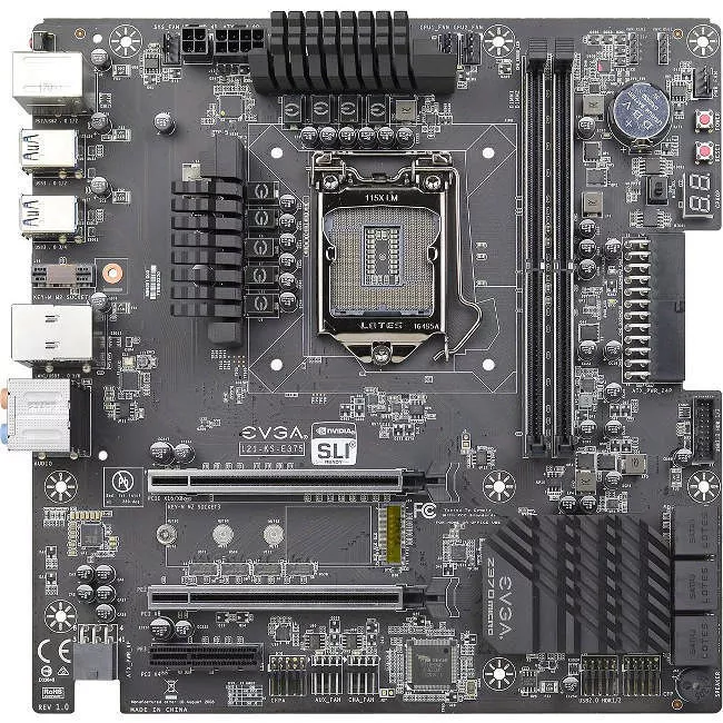 EVGA 121-KS-E375-KR Desktop Motherboard - 1x Socket H4 LGA-1151 - Intel Z370 - 2x DDR4 - RAID - 2x M.2 - 2x PCIe x16 - Wi-Fi - Micro ATX