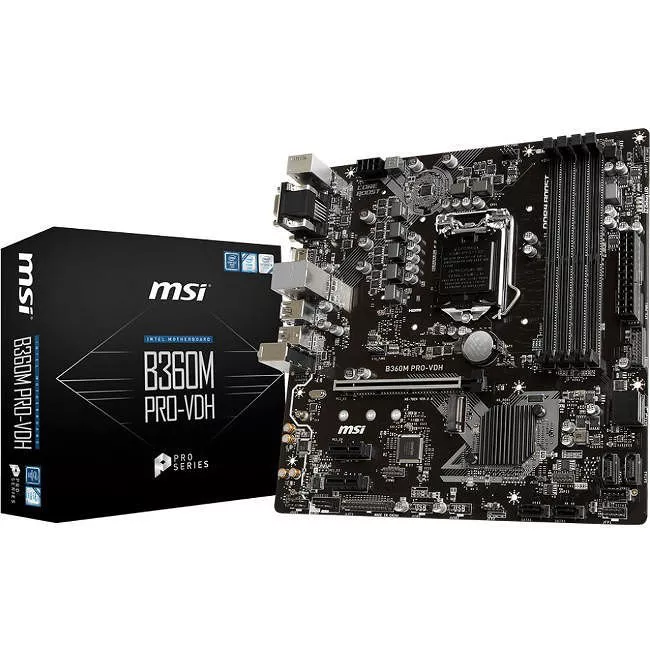 MSI B360MPROVDH Desktop Motherboard - 1x Socket H4 LGA-1151 - Intel B360 - 4x DDR4 - 1x M.2 - 1x PCIe x16 - Micro ATX