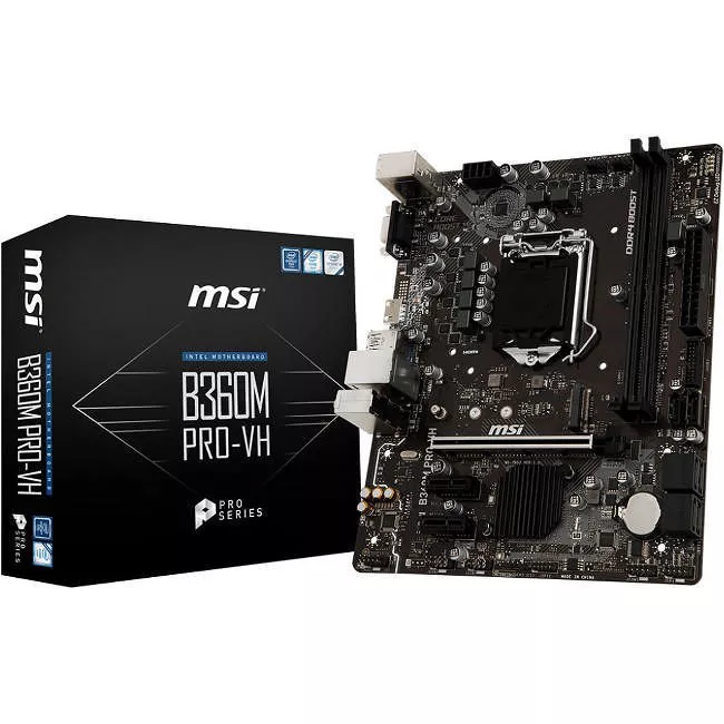 MSI B360MPROVH Desktop Motherboard - 1x Socket H4 LGA-1151 - Intel B360 - 2x DDR4 - 1x M.2 - 1x PCIe x16 - Micro ATX
