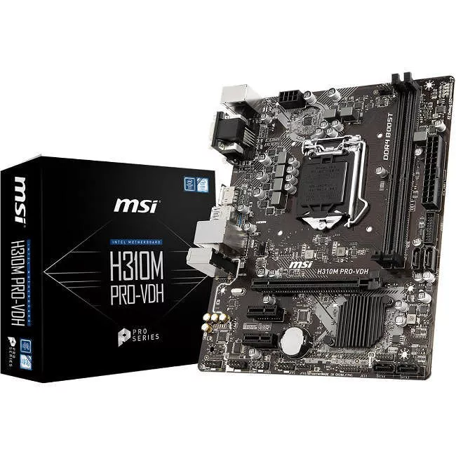 MSI H310MPROVDH Desktop Motherboard - 1x Socket H4 LGA-1151 - Intel H310 - 2x DDR4 - 1x PCIe x16 - Micro ATX