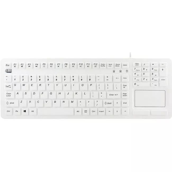 Adesso AKB-270UW Antimicrobial Waterproof Touchpad Keyboard (White)