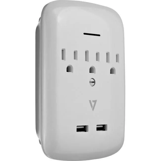 V7 SA03USBWALL-1N 3-Outlet Surge Wall Tap with 2 USB Ports