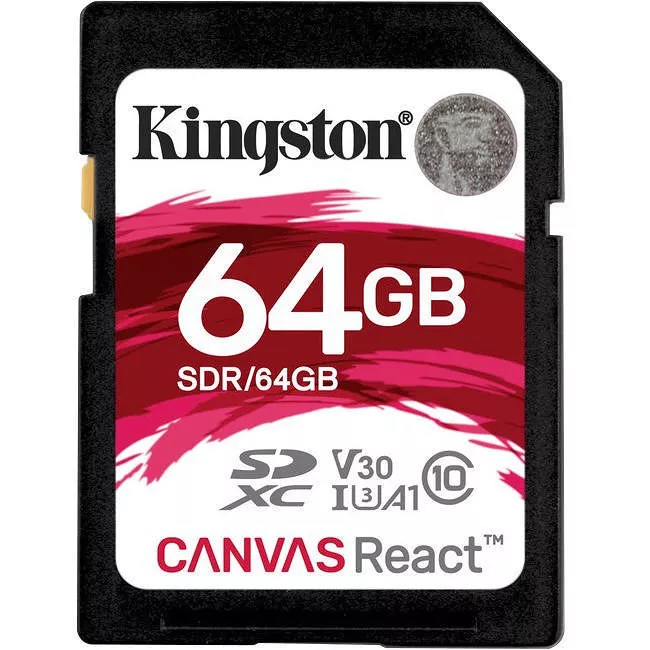 Kingston SDR/64GB Canvas React 64 GB SDXC Class 10/UHS-I (U3) Card