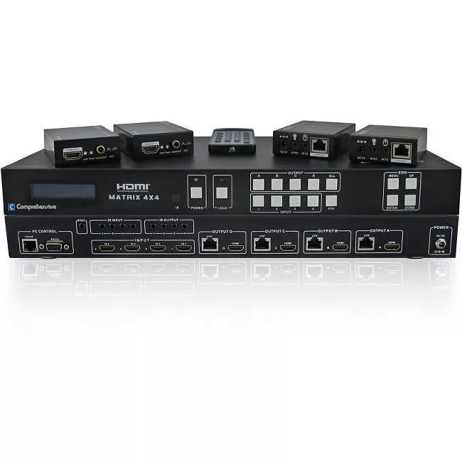 Comprehensive CSW-HD440NEXT HDMI 4x4 True Matrix Switcher/Extender over single Cat5e/6 with 4 Receivers